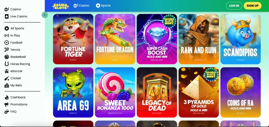 Sélection de machines à sous et jeux de table au casino Samba Slots Sélection de machines à sous et jeux de table au casino Samba Slots