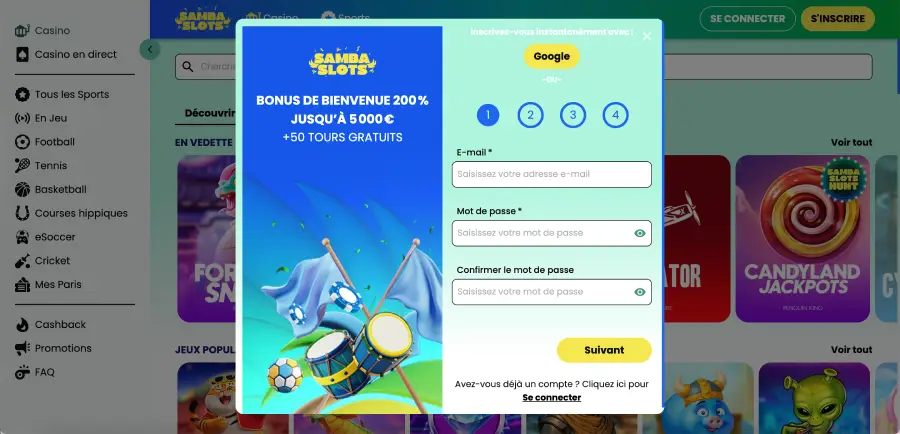 Navigation dans le casino avec Samba Slots App sur smartphone Navigation dans le casino avec Samba Slots App sur smartphone
